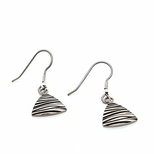 Zebra Print Titanium Trillion Drop Earrings